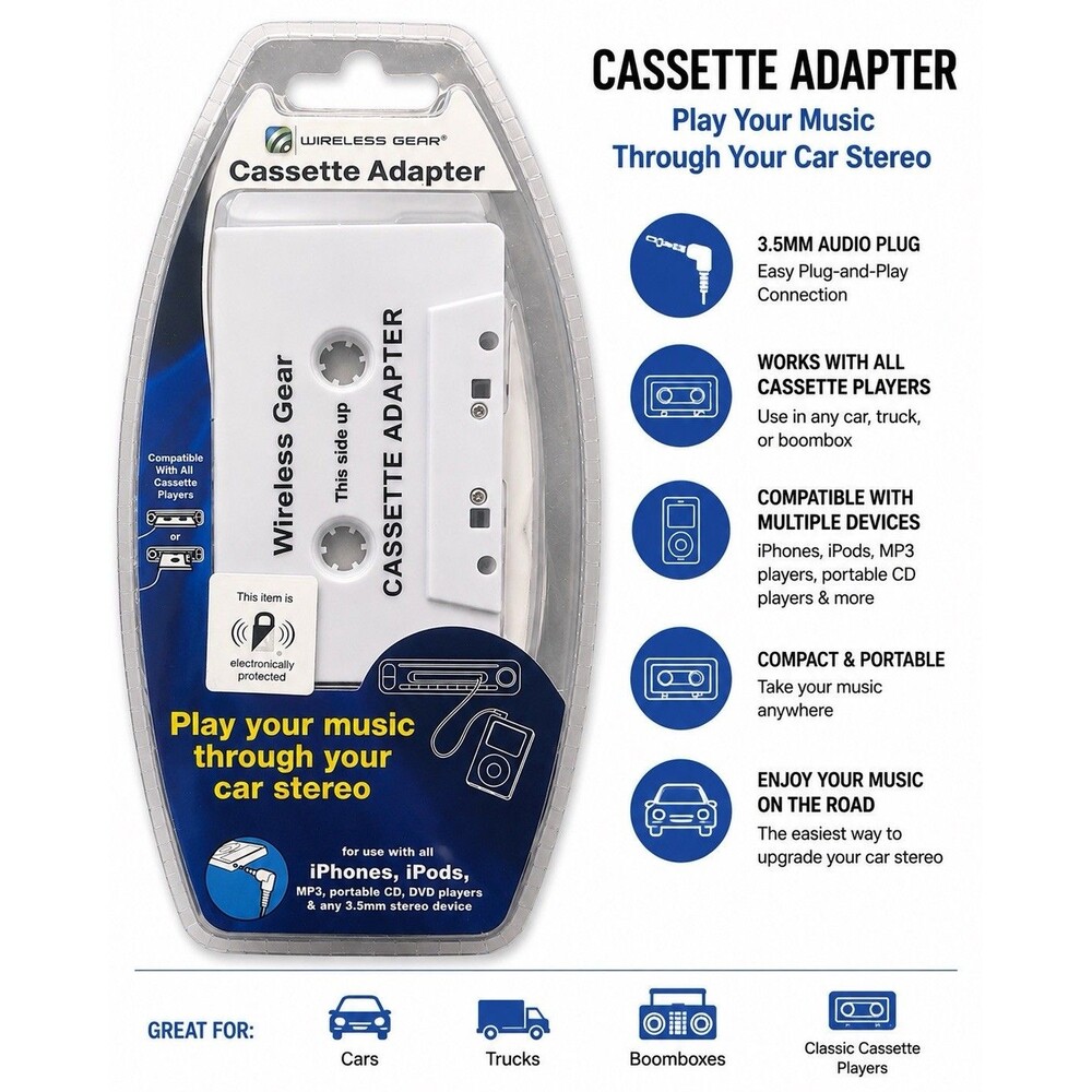 Wireless Gear Cassette Adapter Car Stereo AUX Audio Adapter for iPhone iPod MP3